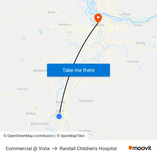 Commercial @ Vista to Randall Children's Hospital map