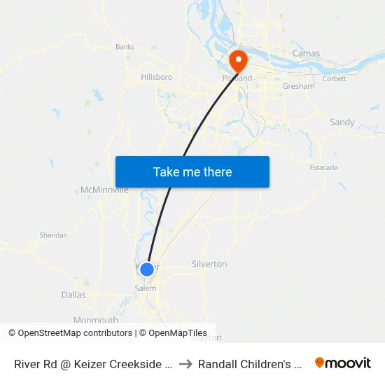 River Rd @ Keizer Creekside Shopping to Randall Children's Hospital map