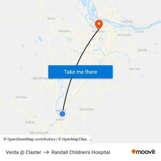 Verda @ Claxter to Randall Children's Hospital map