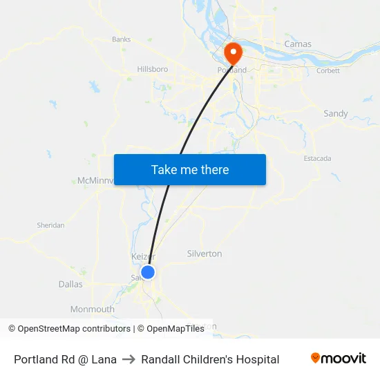 Portland Rd @ Lana to Randall Children's Hospital map
