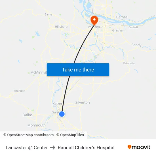 Lancaster @ Center to Randall Children's Hospital map