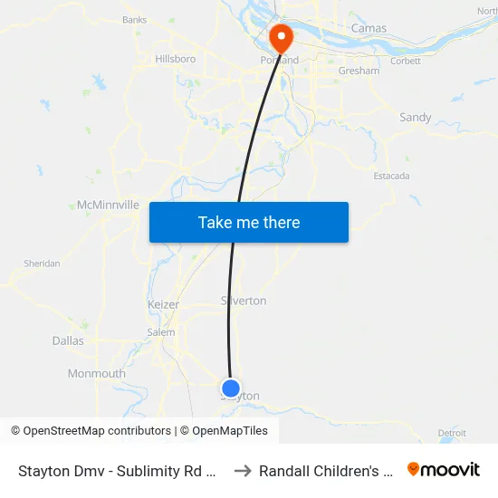 Stayton Dmv - Sublimity Rd @ Golf Club to Randall Children's Hospital map
