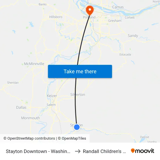 Stayton Downtown - Washington @ 4th to Randall Children's Hospital map