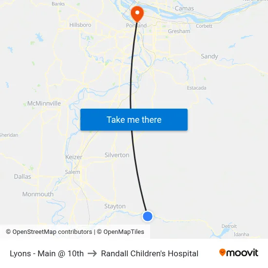 Lyons - Main @ 10th to Randall Children's Hospital map