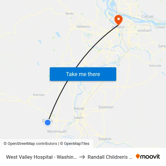 West Valley Hospital - Washington @ Lyle to Randall Children's Hospital map