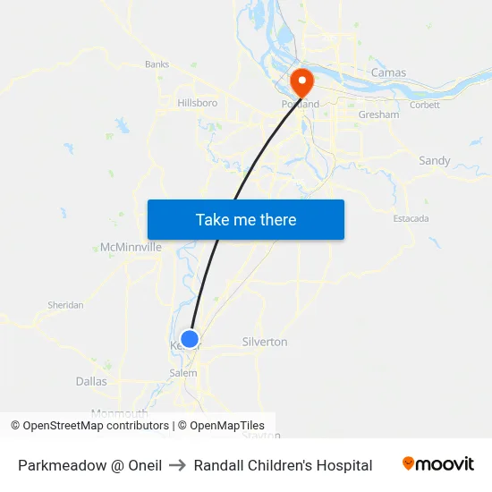 Parkmeadow @ Oneil to Randall Children's Hospital map