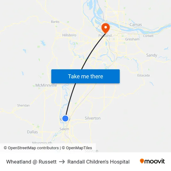 Wheatland @ Russett to Randall Children's Hospital map