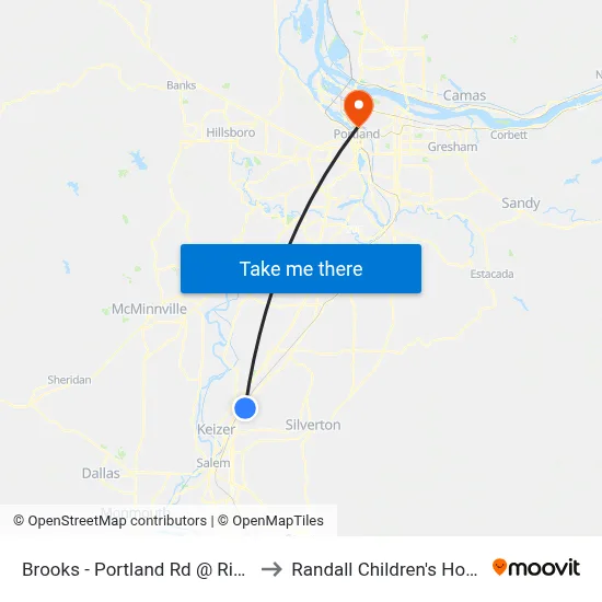 Brooks - Portland Rd @ Riverton to Randall Children's Hospital map