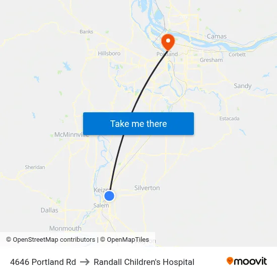 4646 Portland Rd to Randall Children's Hospital map