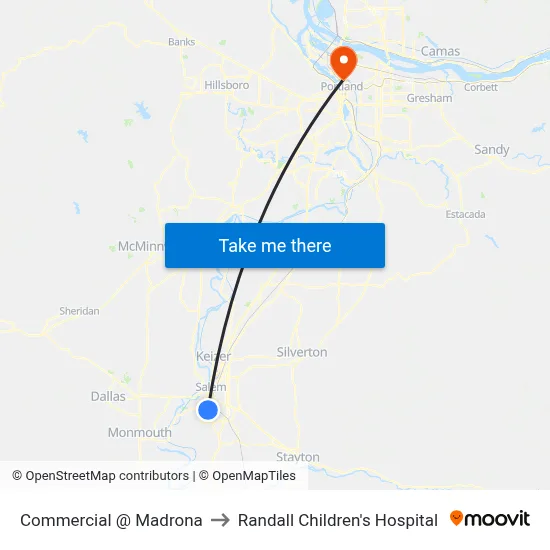 Commercial @ Madrona to Randall Children's Hospital map