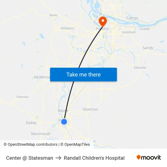 Center @ Statesman to Randall Children's Hospital map