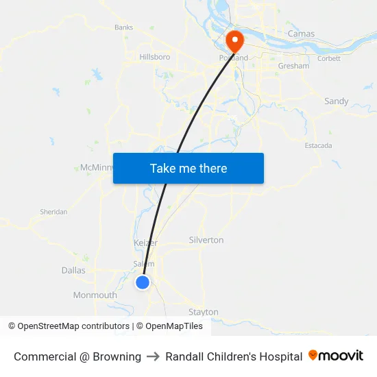 Commercial @ Browning to Randall Children's Hospital map