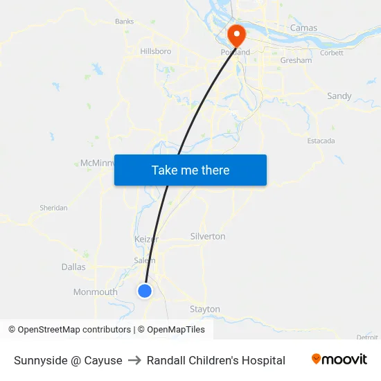 Sunnyside @ Cayuse to Randall Children's Hospital map