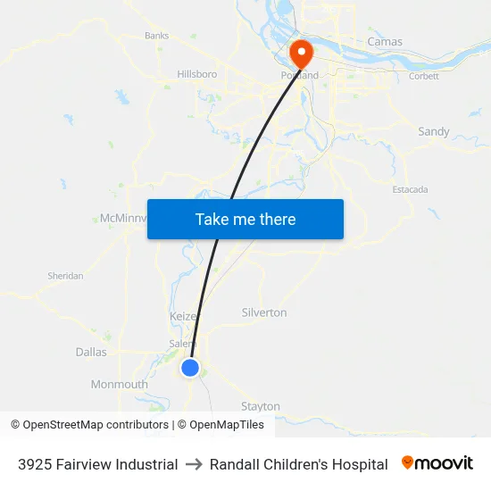3925 Fairview Industrial to Randall Children's Hospital map