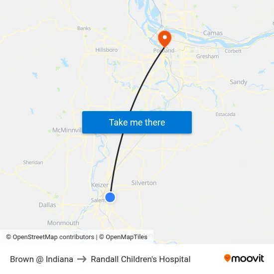 Brown @ Indiana to Randall Children's Hospital map