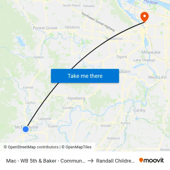 Mac - WB 5th & Baker - Community Development Ctr to Randall Children's Hospital map