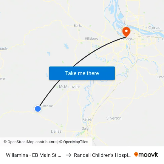 Willamina - EB Main St & C to Randall Children's Hospital map