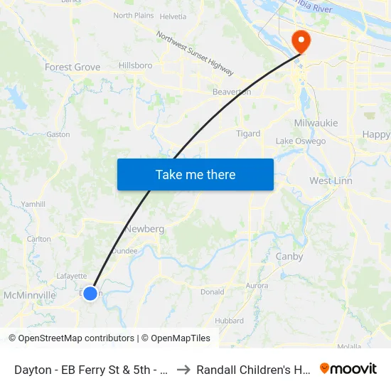 Dayton - EB Ferry St & 5th - City Hall to Randall Children's Hospital map