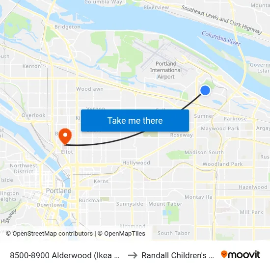 8500-8900 Alderwood (Ikea Warehouse) to Randall Children's Hospital map