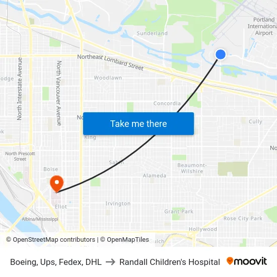 Boeing, Ups, Fedex, DHL to Randall Children's Hospital map