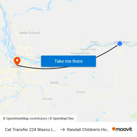 Cat Transfer 224 Wasco Loop Rd to Randall Children's Hospital map