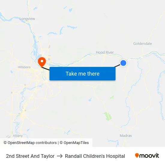 2nd Street And Taylor to Randall Children's Hospital map