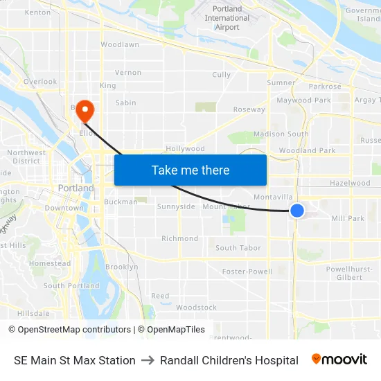SE Main St Max Station to Randall Children's Hospital map