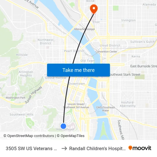 3505 SW US Veterans Rd to Randall Children's Hospital map