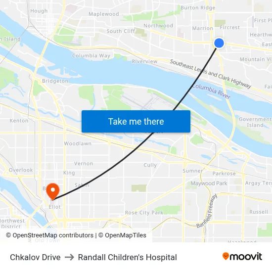 Chkalov Drive to Randall Children's Hospital map
