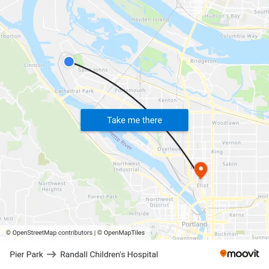 Pier Park to Randall Children's Hospital map