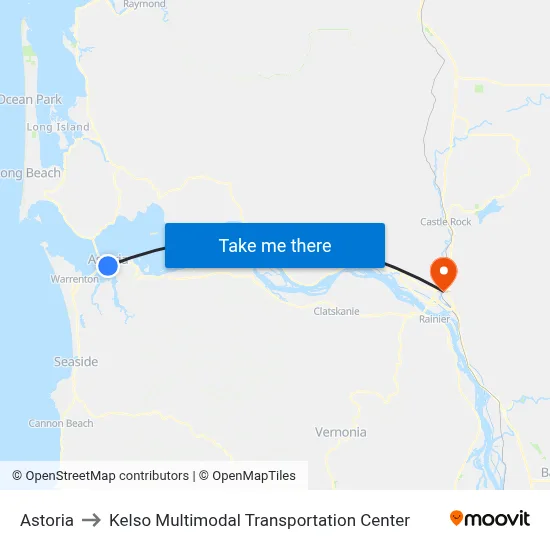 Astoria to Kelso Multimodal Transportation Center map