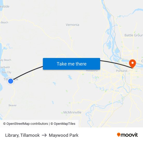 Library, Tillamook to Maywood Park map