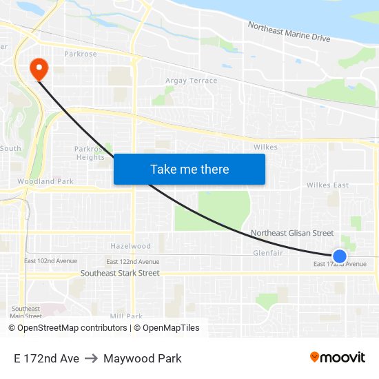 E 172nd Ave to Maywood Park map