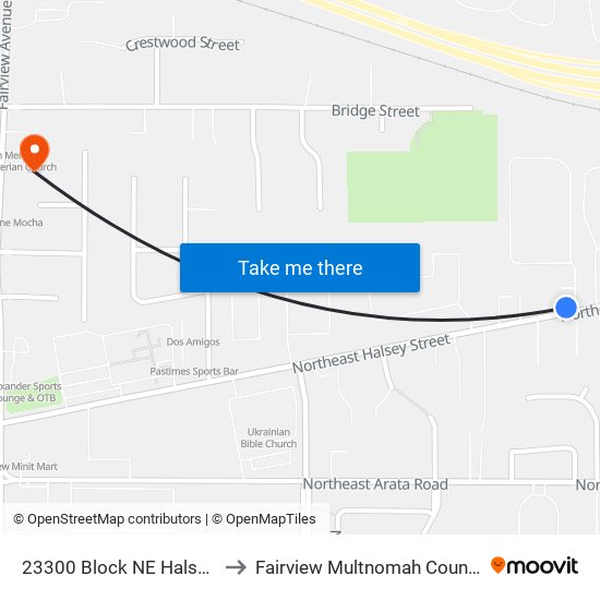 23300 Block NE Halsey (West) to Fairview Multnomah County OR USA map