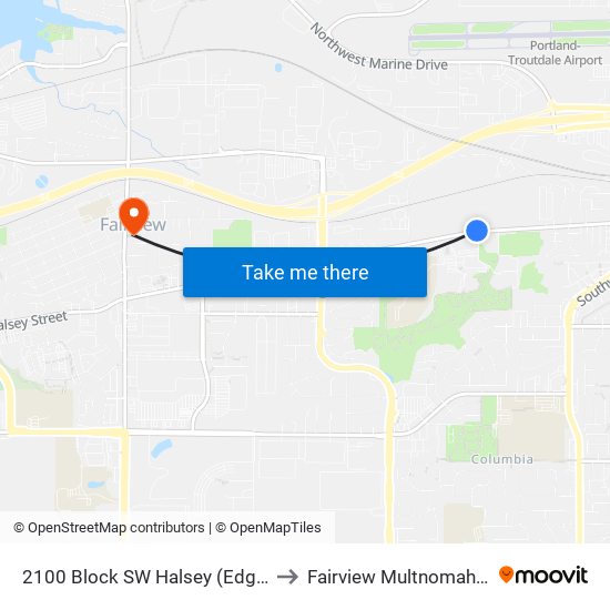 2100 Block SW Halsey (Edgefield Manor) (West) to Fairview Multnomah County OR USA map