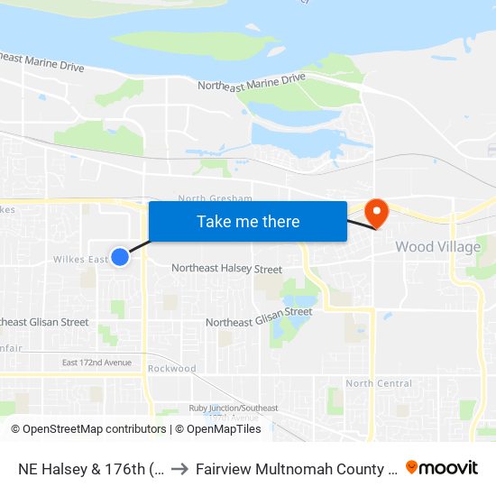 NE Halsey & 176th (West) to Fairview Multnomah County OR USA map