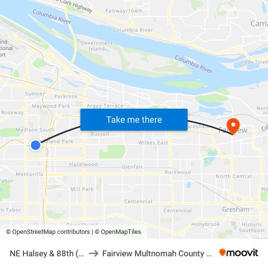 NE Halsey & 88th (East) to Fairview Multnomah County OR USA map