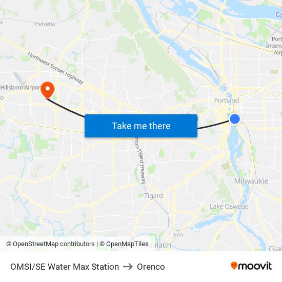 OMSI/SE Water Max Station to Orenco map