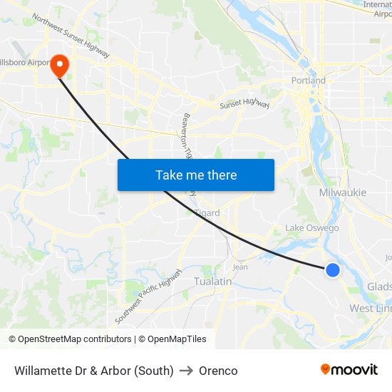 Willamette Dr & Arbor (South) to Orenco map