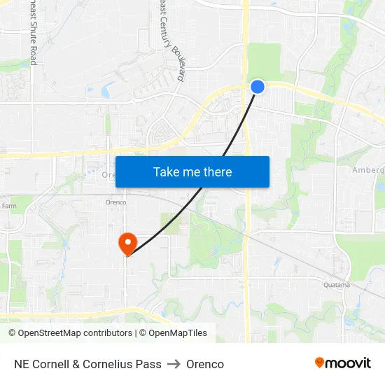 NE Cornell & Cornelius Pass to Orenco map