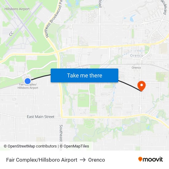 Fair Complex/Hillsboro Airport to Orenco map