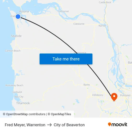 Fred Meyer, Warrenton to City of Beaverton map