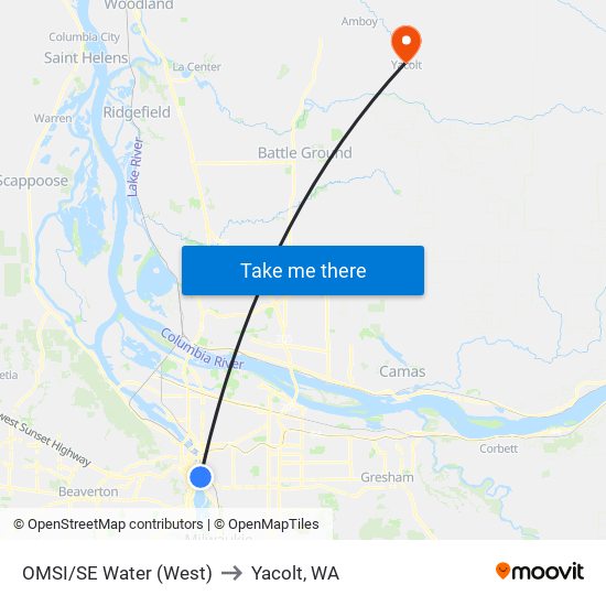 OMSI/SE Water (West) to Yacolt, WA map