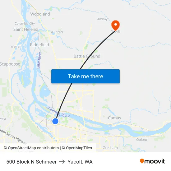 500 Block N Schmeer to Yacolt, WA map