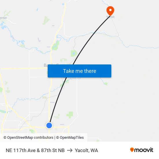 NE 117th Ave & 87th St NB to Yacolt, WA map