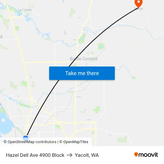 Hazel Dell Ave 4900 Block to Yacolt, WA map