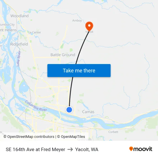 SE 164th Ave at Fred Meyer to Yacolt, WA map