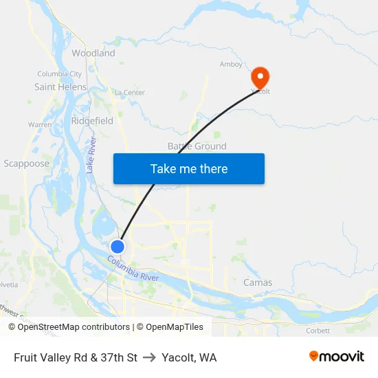 Fruit Valley Rd & 37th St to Yacolt, WA map