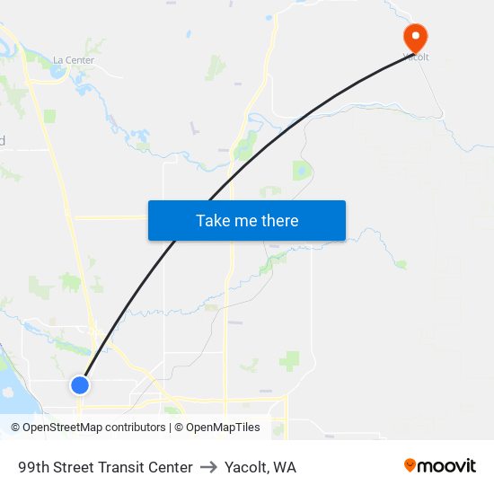 99th Street Transit Center to Yacolt, WA map