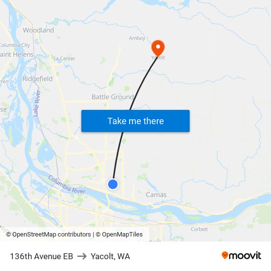 136th Avenue EB to Yacolt, WA map